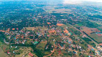 Aerial view of the Morogoro town in  Tanzania