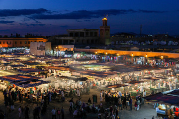 Crowds gather at the street food market in Marrakesh