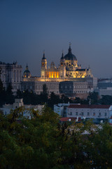 Fototapeta premium Far look from the Almudena Cathedral in Madrid, Spain. 