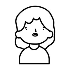 cute little girl happy cartoon character thick line