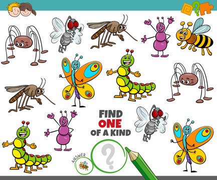 one of a kind game for children with happy insects