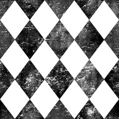 Black and white vintage grunge argyle seamless plaid pattern. Watercolor hand drawn background