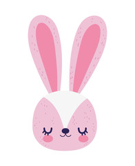 cute pink rabbit face cartoon character icon