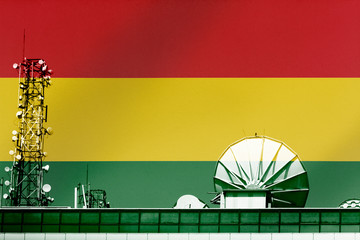 3D illustration Telecommunications in countries with the flag of Bolivia