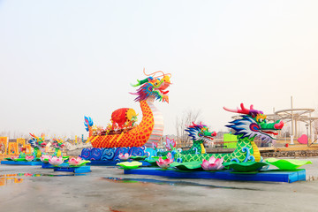 Dragon Boat shaped traditional Chinese lantern