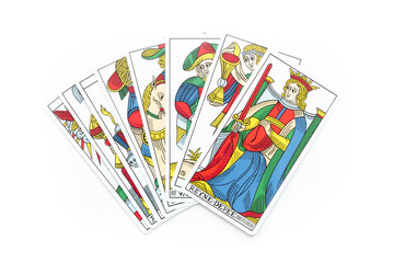 Tarot cards on a white background.
