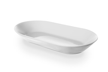 Empty ceramic plate on white background