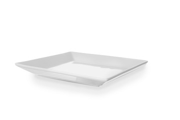 Empty ceramic plate on white background