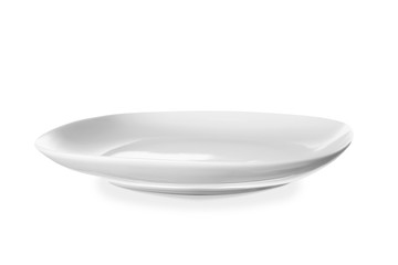 Empty ceramic plate on white background