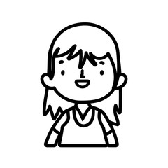 cute little girl happy cartoon character thick line
