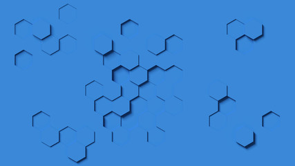 Abstract blue hexagons background; conceptual design 3d rendering, 3d illustration