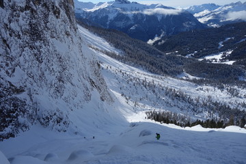 Val Lasties Tal Sella Stock Sas Pordoi in den Dolomiten Südtirol italien im Winter