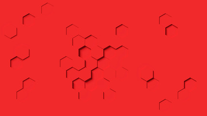 Abstract red hexagon background; conceptual design 3d rendering, 3d illustration