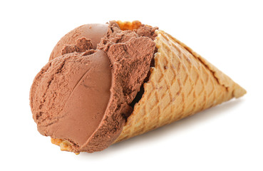 Sweet tasty chocolate ice-cream on white background
