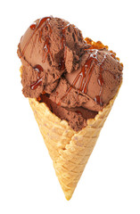 Sweet tasty chocolate ice-cream on white background