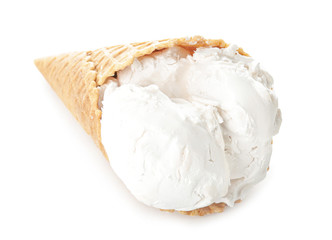 Sweet tasty ice-cream on white background