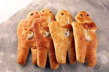 stutenkerl or weckmann. baked traditional german pastery.