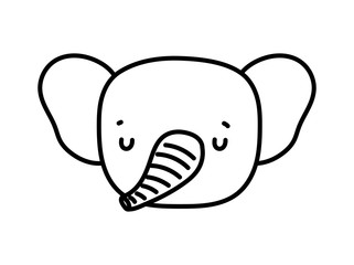 cute elephant head animal wildlife cartoon line style