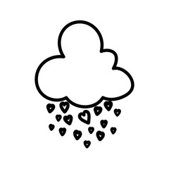 Obraz premium baby shower cute cloud with rain of hearts line style