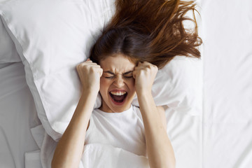 young woman in bed