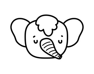 baby shower cute elephant with hair head cartoon line style