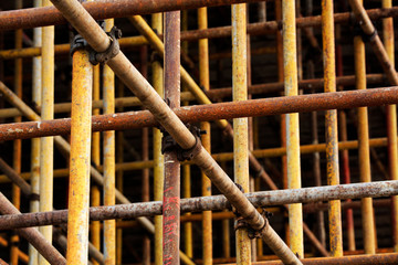 Scaffolding steel pipe at a construction site