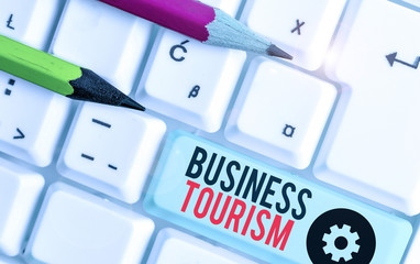 Conceptual hand writing showing Business Tourism. Concept meaning activity of leaving one s is...