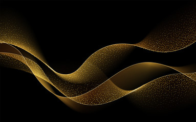 Abstract shiny color gold wave design element