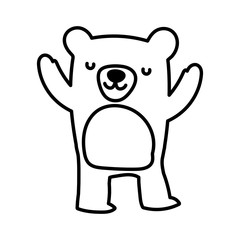 cute bear animal wildlife cartoon line style