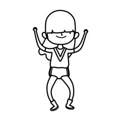 cute little girl happy cartoon character thick line