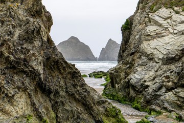 Rocks in the Sea, Cornish Beach - Holywell Bay Beach, Newquay, Cornwall