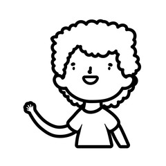 cute little boy cartoon character portrait thick line