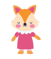 cute female fox with dress cartoon character