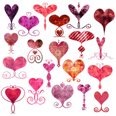 Twenty Large Heart Abstract Doodle Illustrations