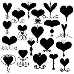 Twenty Large Heart Silhouette Doodle Illustrations