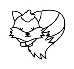 baby shower cute fox sleeping animal cartoon line style