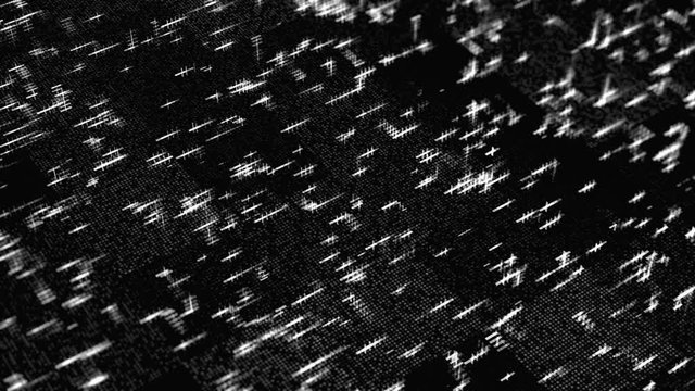 Monochrome animation of digital abstract processes on the dark background. Animation. Software developer, programming, binary computer code with technology and connection concept.