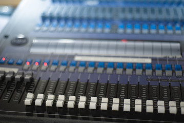 Sound mixing equipment close up