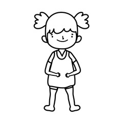 cute little girl happy cartoon character thick line