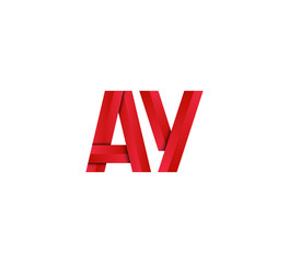 Initial two letter red 3D logo vector AY