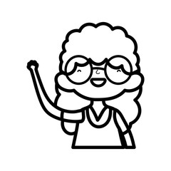 cute little girl happy cartoon character thick line