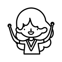 cute little girl happy cartoon character thick line