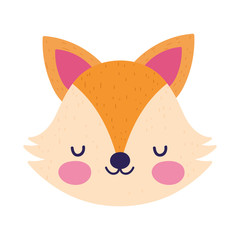 cute fox face toy cartoon character icon