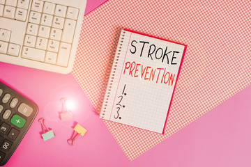 Handwriting text Stroke Prevention. Conceptual photo identified demonstratingal risk factors and...