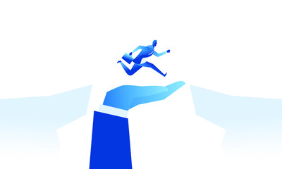 The leader runs to reach dreams and opportunities. Business work concept illustration about hard work and pressure