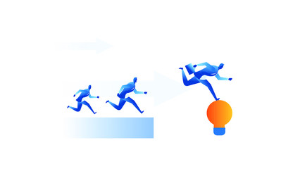 The leader runs to reach dreams and opportunities. Business work concept illustration about hard work and pressure