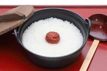 お粥　梅干し