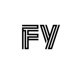 Initial two letter black line shape logo vector FY