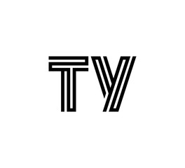 Initial two letter black line shape logo vector TY