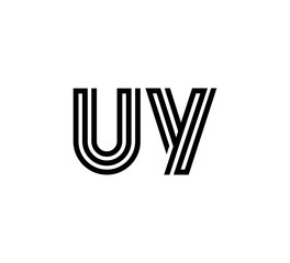 Initial two letter black line shape logo vector UY